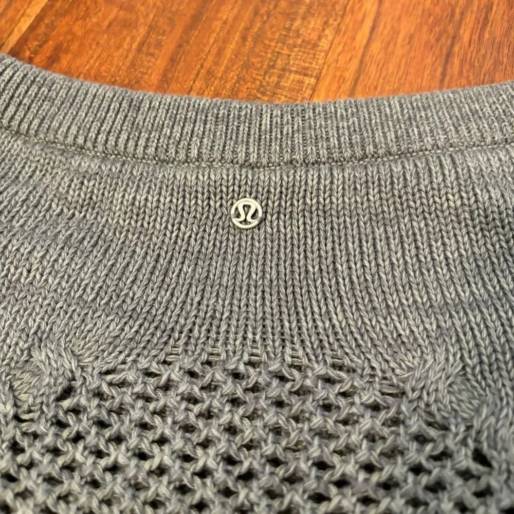 LuLuLemon grey/teal open knit sweater
